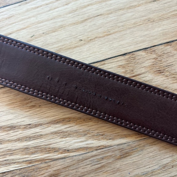 Brown Synthetic Leather Belt with Silver Buckle - Picture 4 of 6